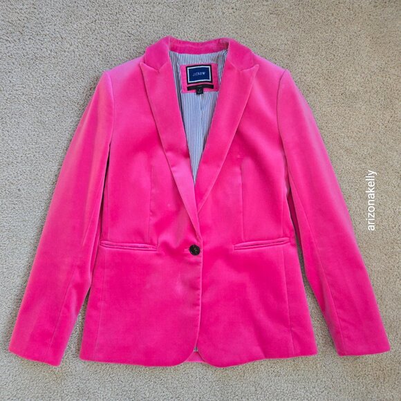NWOT J. Crew Parke Velvet Blazer HOT PINK "Bright Begonia" - Picture 5 of 14